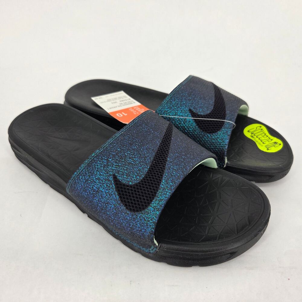 NEW Nike Benassi Solarsoft Sld2 WC QS Teal Black Holo Slide Sandals Women's 10